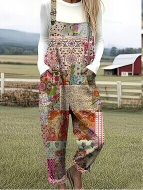 Bohemian Patchwork Print Womens Jumpsuit - Multi
